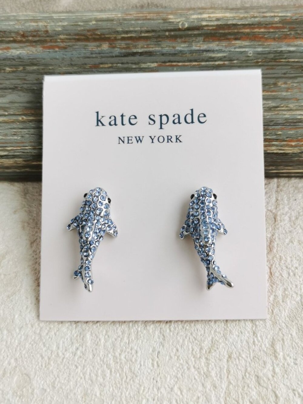 Kate Spade ❤️ California Dreaming Shark Silver Blue Stud Earrings
